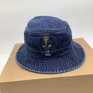 Polo Ralph Lauren Denim Polo Bear Bucket Hat Blue Indigo L/XL NWT